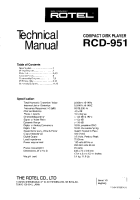 Rotel RCD-951 - Technical manual 